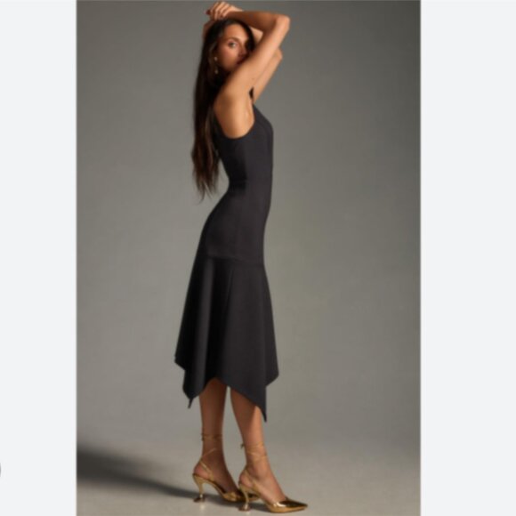 Brand New By Anthropologie Mock-Neck Lace-Inset Fit & Flare Dress - Picture 2 of 16